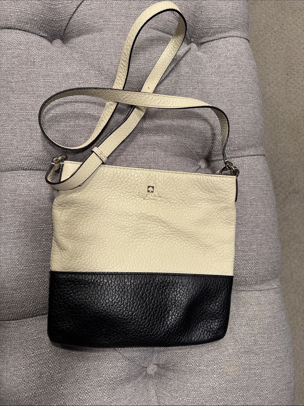 Kate Spade Cream and Black Two-Tone Leather Crossbody Bag